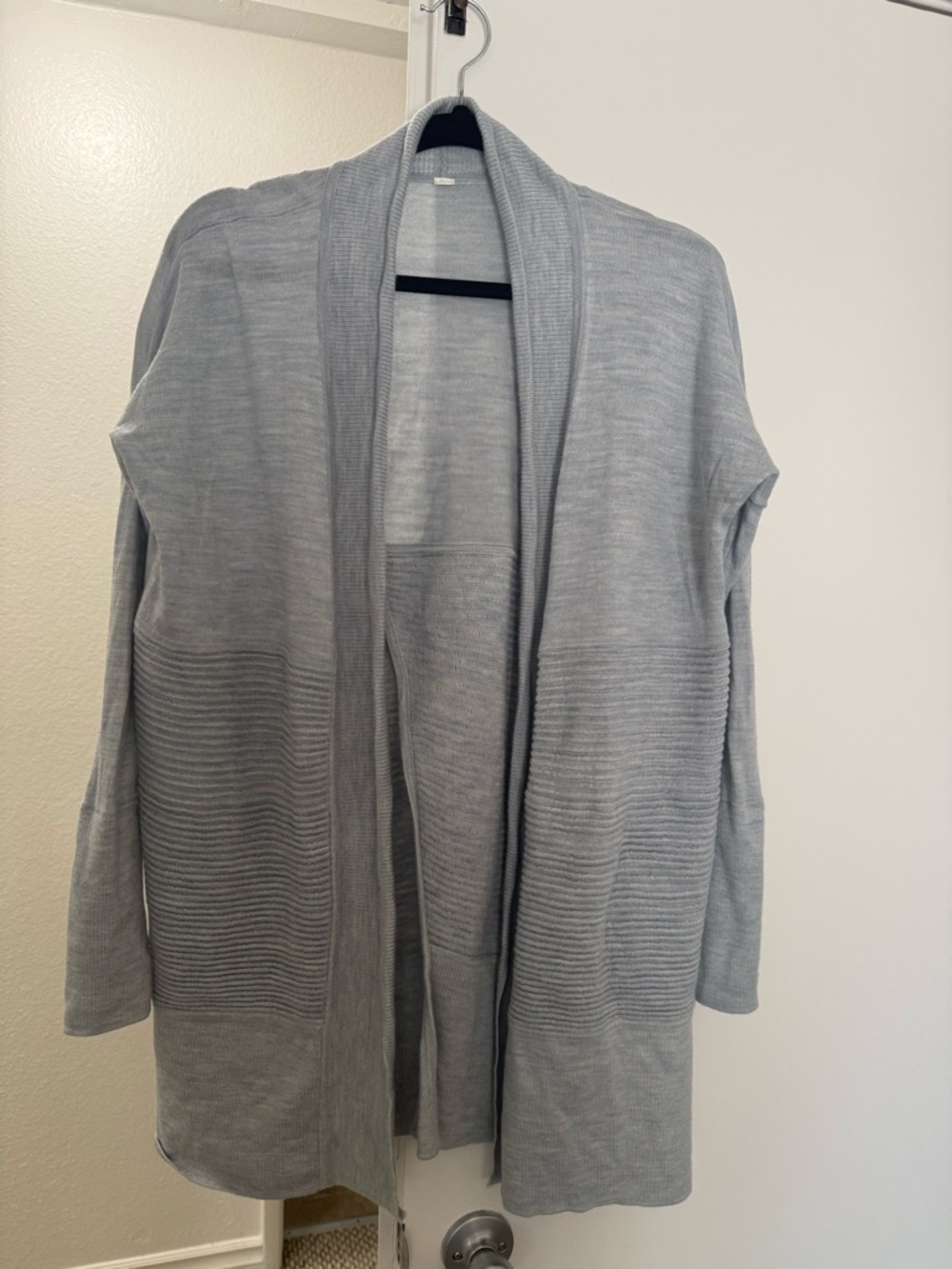 Lululemon Merino Wool-blend Ribbed Long Wrap Sweater size 4 light gray